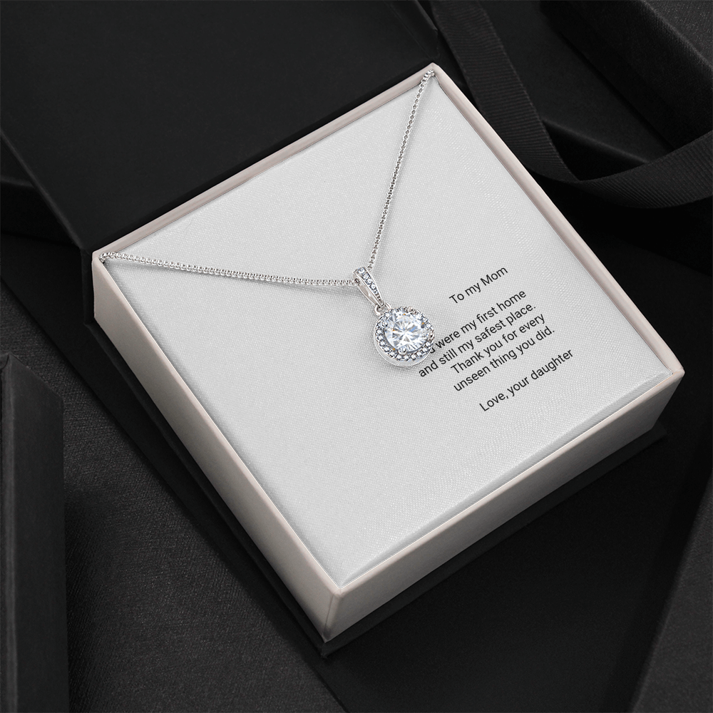 To My Mom Necklace - Eternal Hope Pendant with Message Card, Christmas Gift for Mom from Daughter