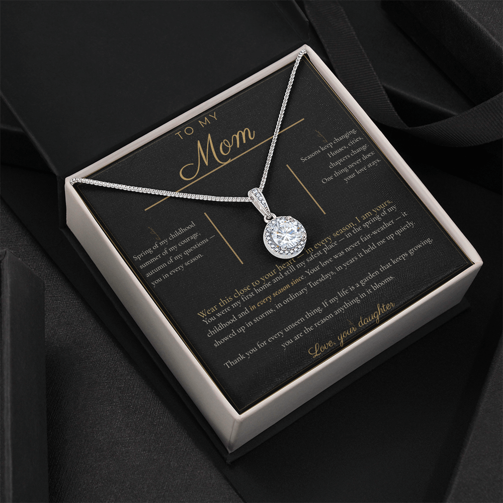 To My Mom Necklace - Eternal Hope Pendant with Message Card, Christmas Gift for Mom from Daughter