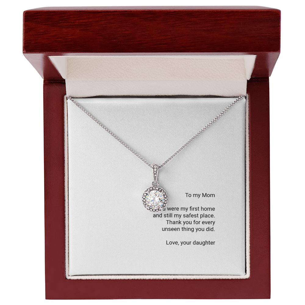 To My Mom Necklace - Eternal Hope Pendant with Message Card, Christmas Gift for Mom from Daughter