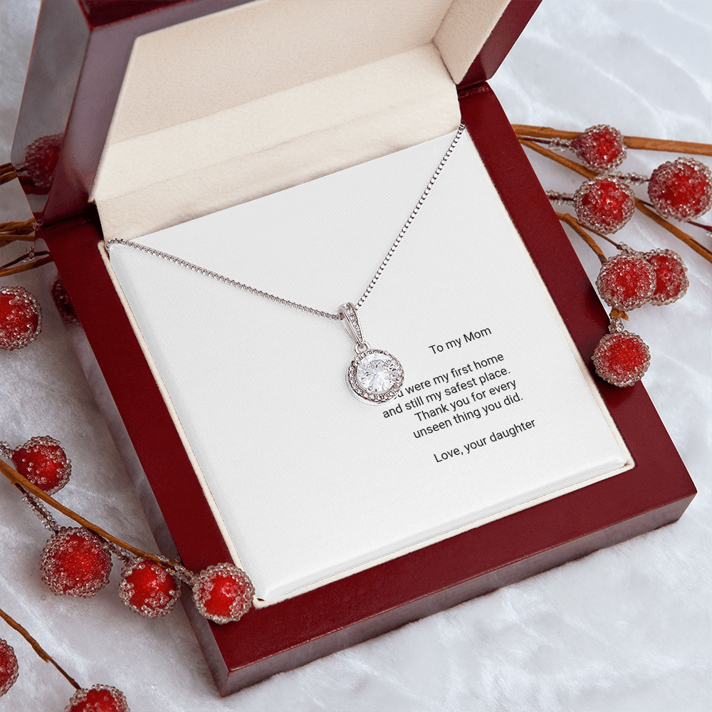 To My Mom Necklace - Eternal Hope Pendant with Message Card, Christmas Gift for Mom from Daughter