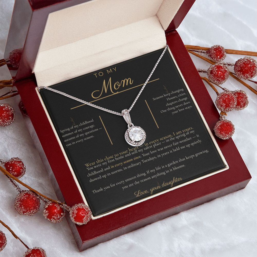 To My Mom Necklace - Eternal Hope Pendant with Message Card, Christmas Gift for Mom from Daughter