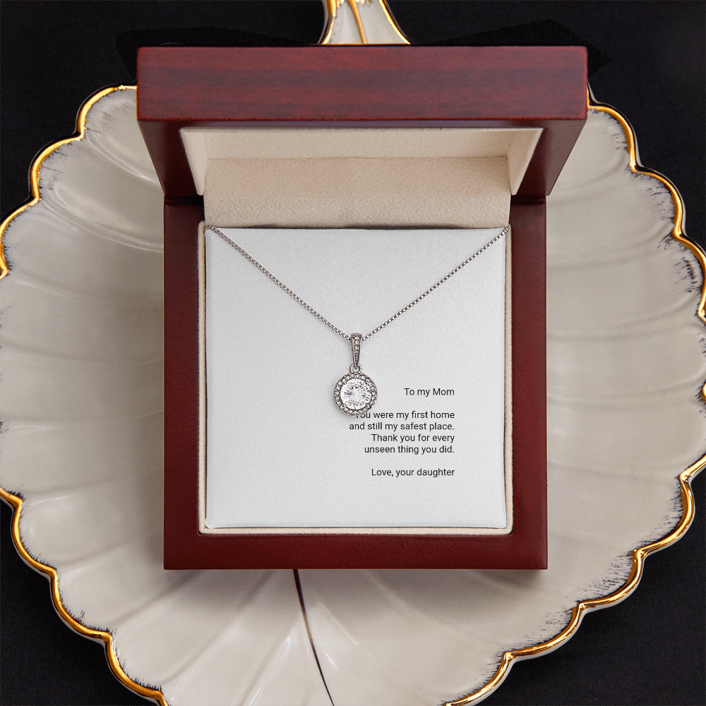 To My Mom Necklace - Eternal Hope Pendant with Message Card, Christmas Gift for Mom from Daughter