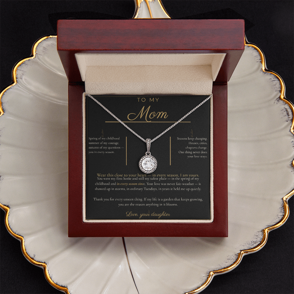 To My Mom Necklace - Eternal Hope Pendant with Message Card, Christmas Gift for Mom from Daughter