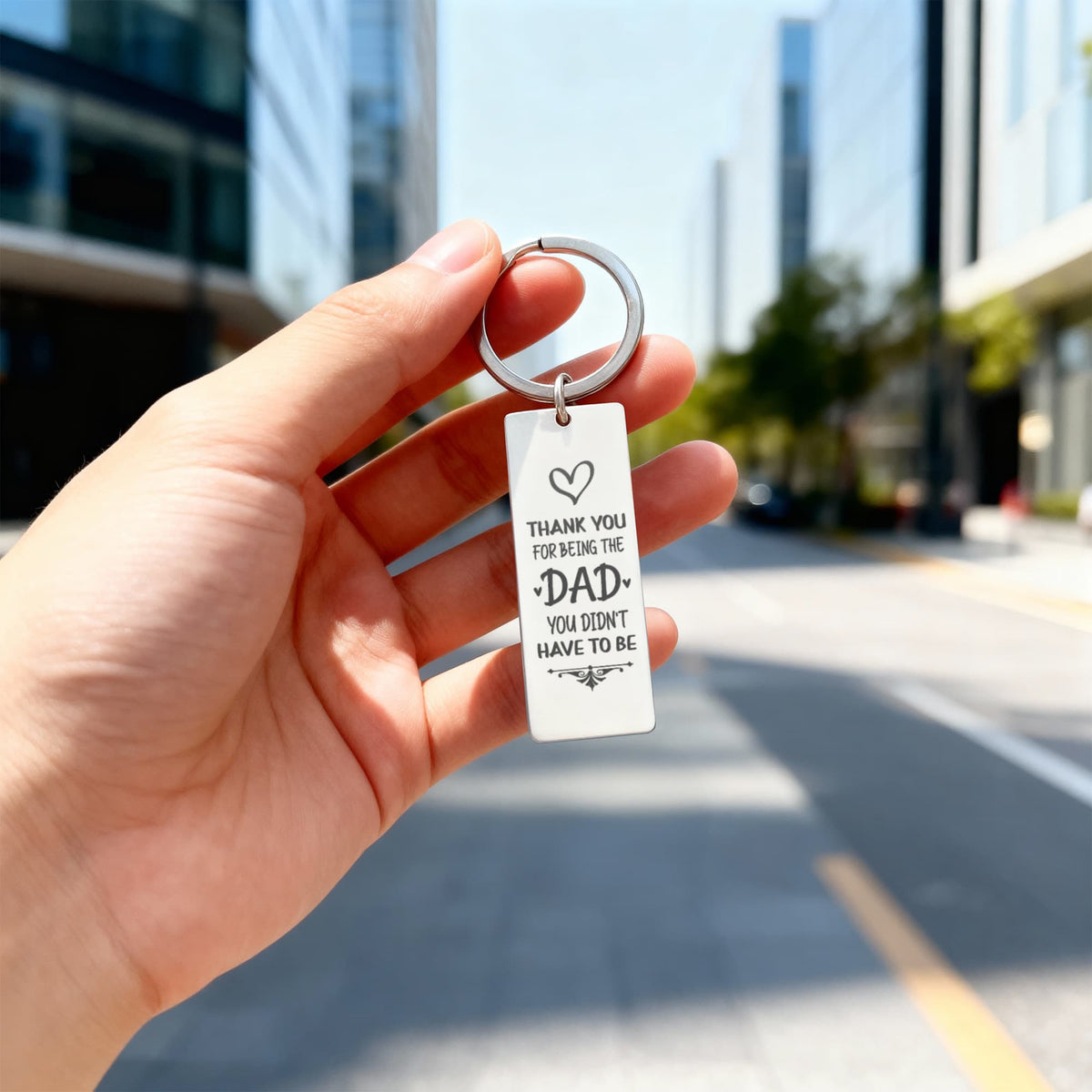 Thank You For Being The Dad You Didn't Have To Be - Engraved Rectangle Keychain