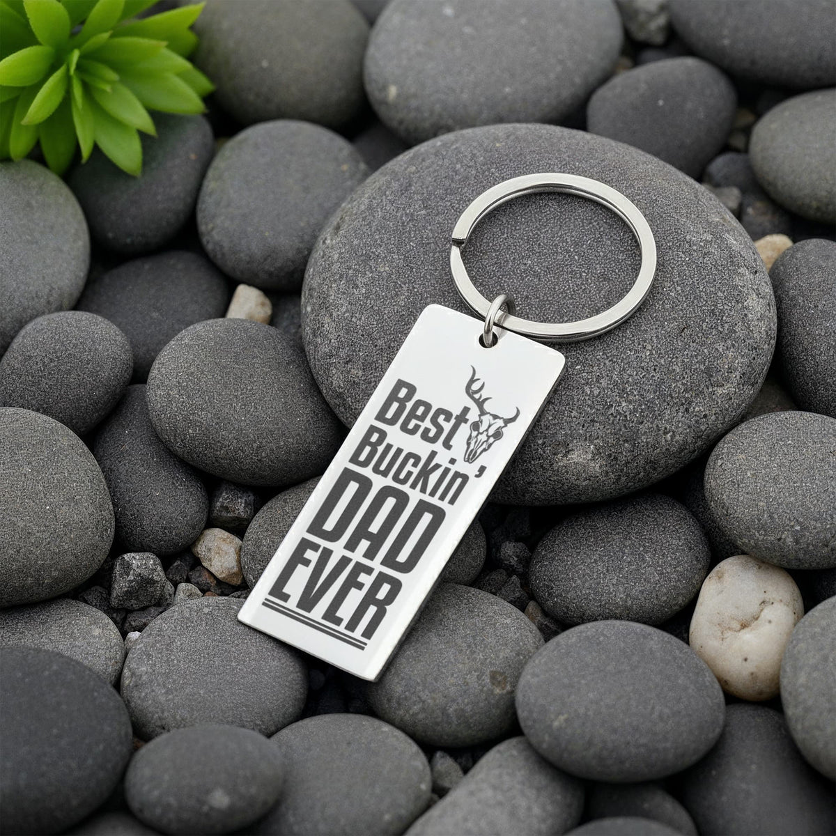 Best Buckin' Dad Ever - Engraved Rectangle Keychain