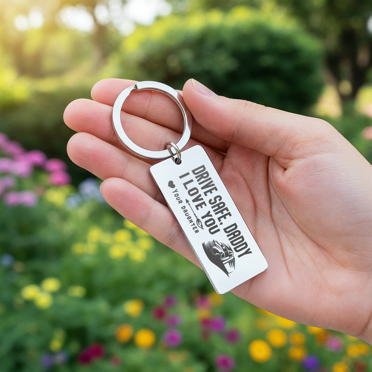 Drive Safe Daddy, I Love You - Engraved Rectangle Keychain