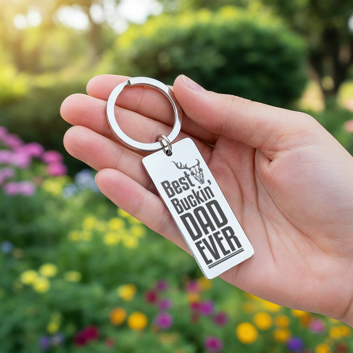 Best Buckin' Dad Ever - Engraved Rectangle Keychain