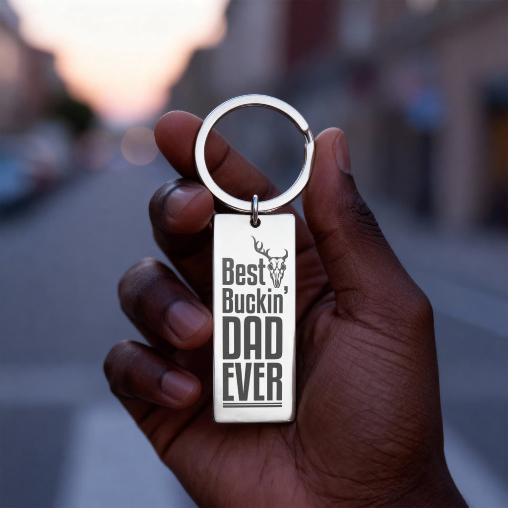 Best Buckin' Dad Ever - Engraved Rectangle Keychain