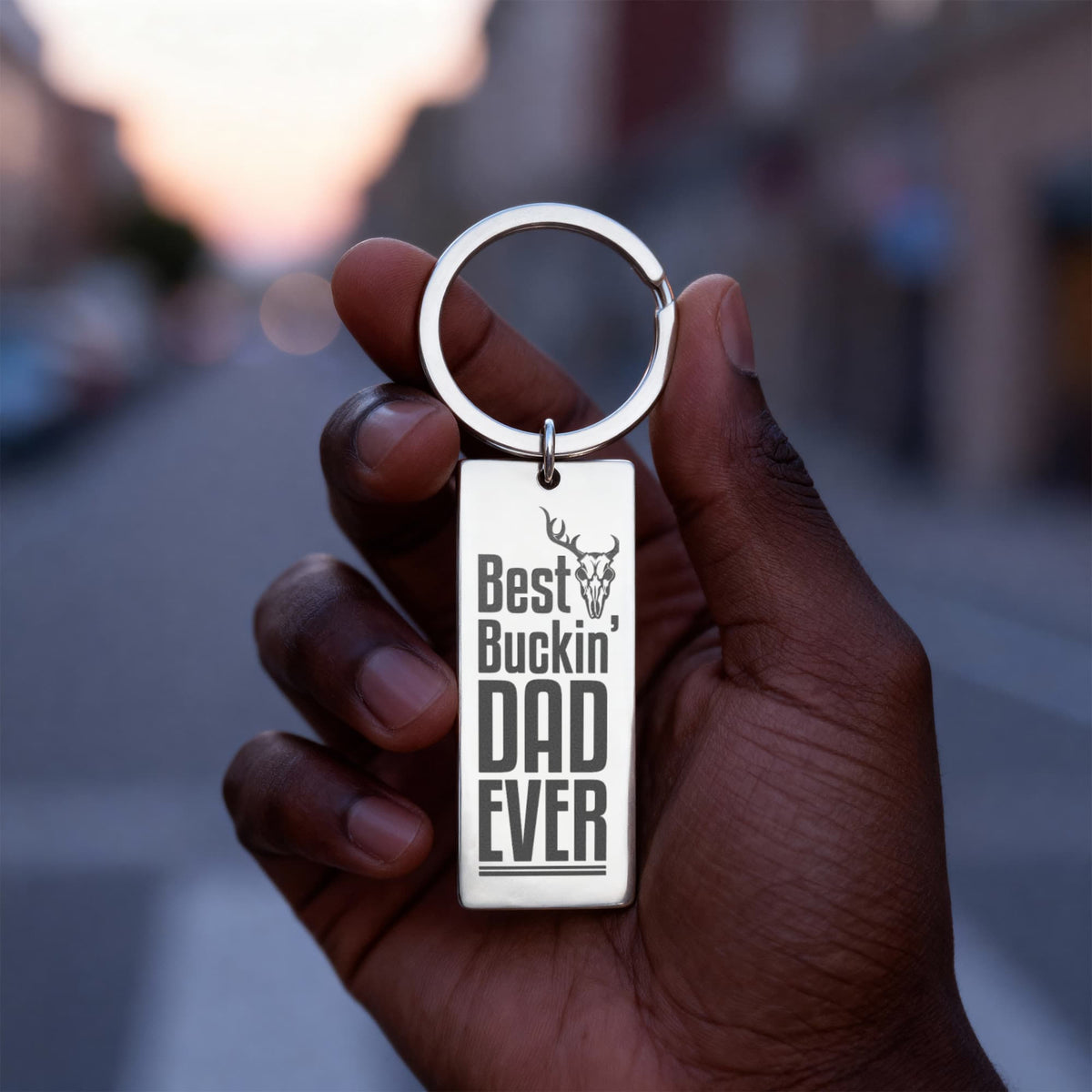 Best Buckin' Dad Ever - Engraved Rectangle Keychain