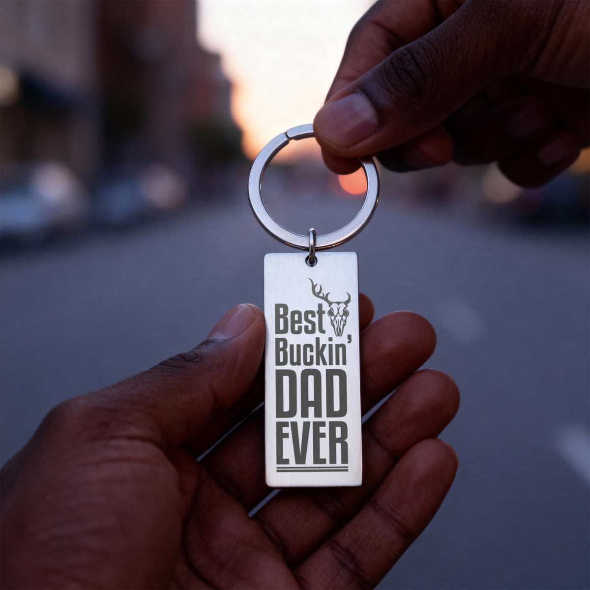 Best Buckin' Dad Ever - Engraved Rectangle Keychain