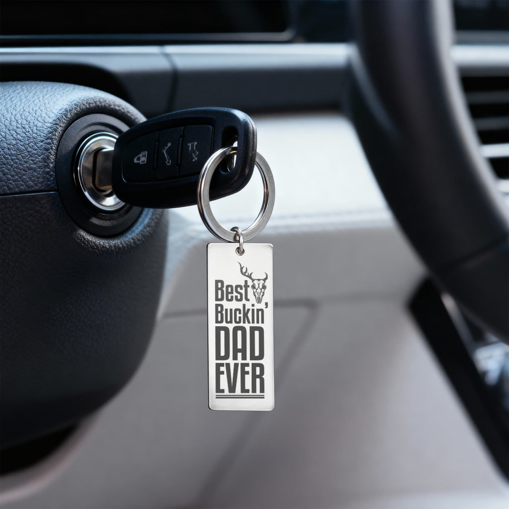 Best Buckin' Dad Ever - Engraved Rectangle Keychain