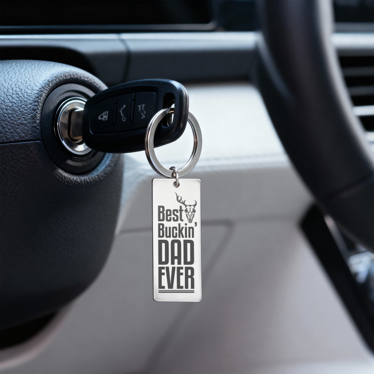 Best Buckin' Dad Ever - Engraved Rectangle Keychain