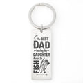 The Best Dad Teaches His Daughter How To Fish - Engraved Rectangle Keychain