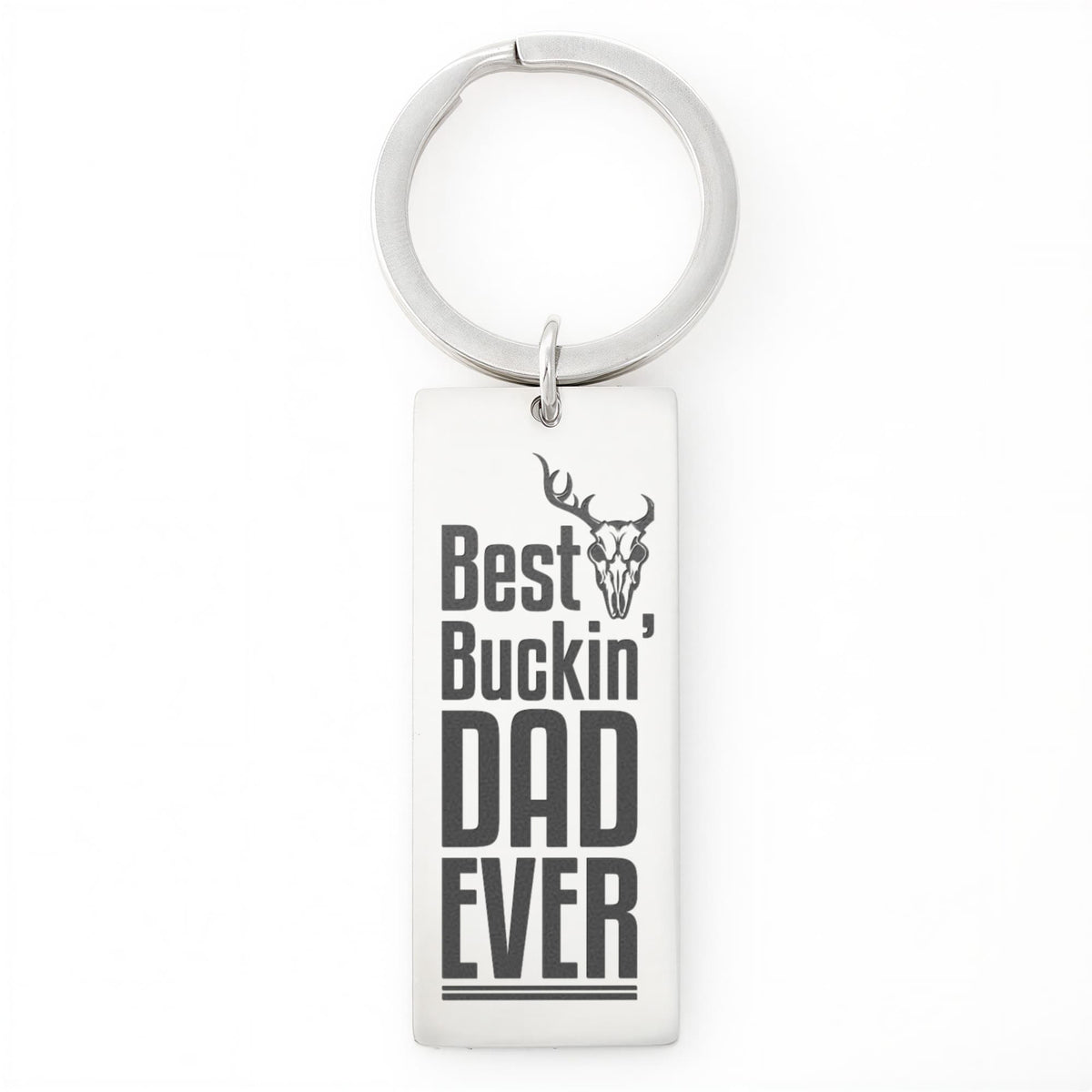 Best Buckin' Dad Ever - Engraved Rectangle Keychain