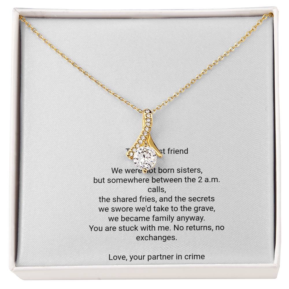 To My Best Friend Necklace - Alluring Beauty Pendant with Message Card, Funny Christmas Gift for Best Friend