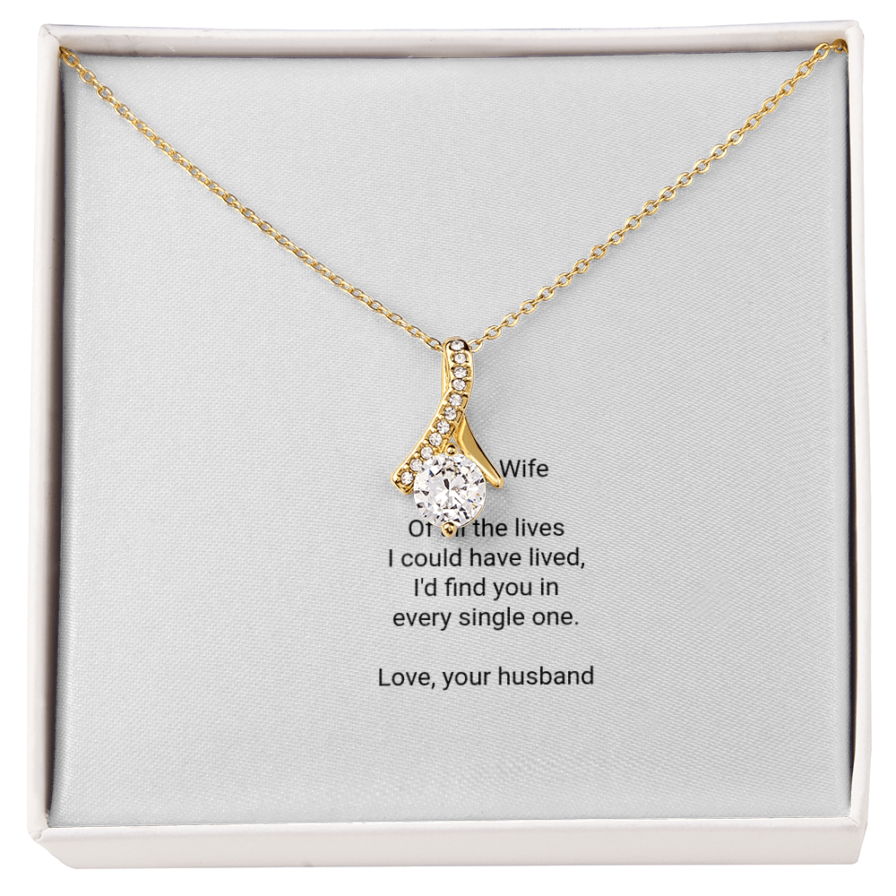 To My Wife Necklace - Alluring Beauty Pendant with Message Card, Romantic Christmas Gift for Wife