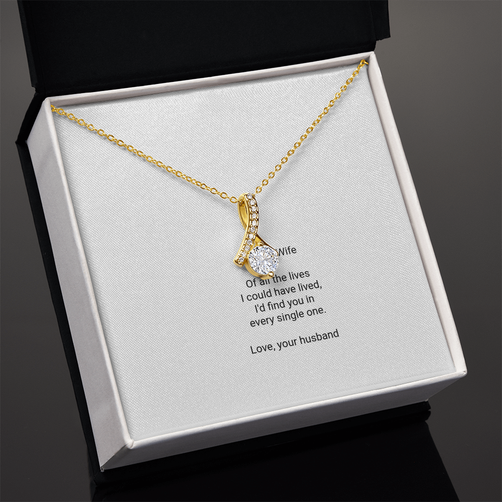 To My Wife Necklace - Alluring Beauty Pendant with Message Card, Romantic Christmas Gift for Wife