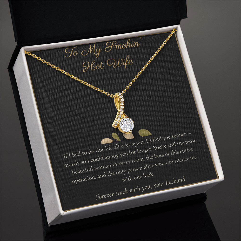 To My Smokin' Hot Wife Necklace - Alluring Beauty Pendant with Message Card, Funny Christmas Gift for Wife