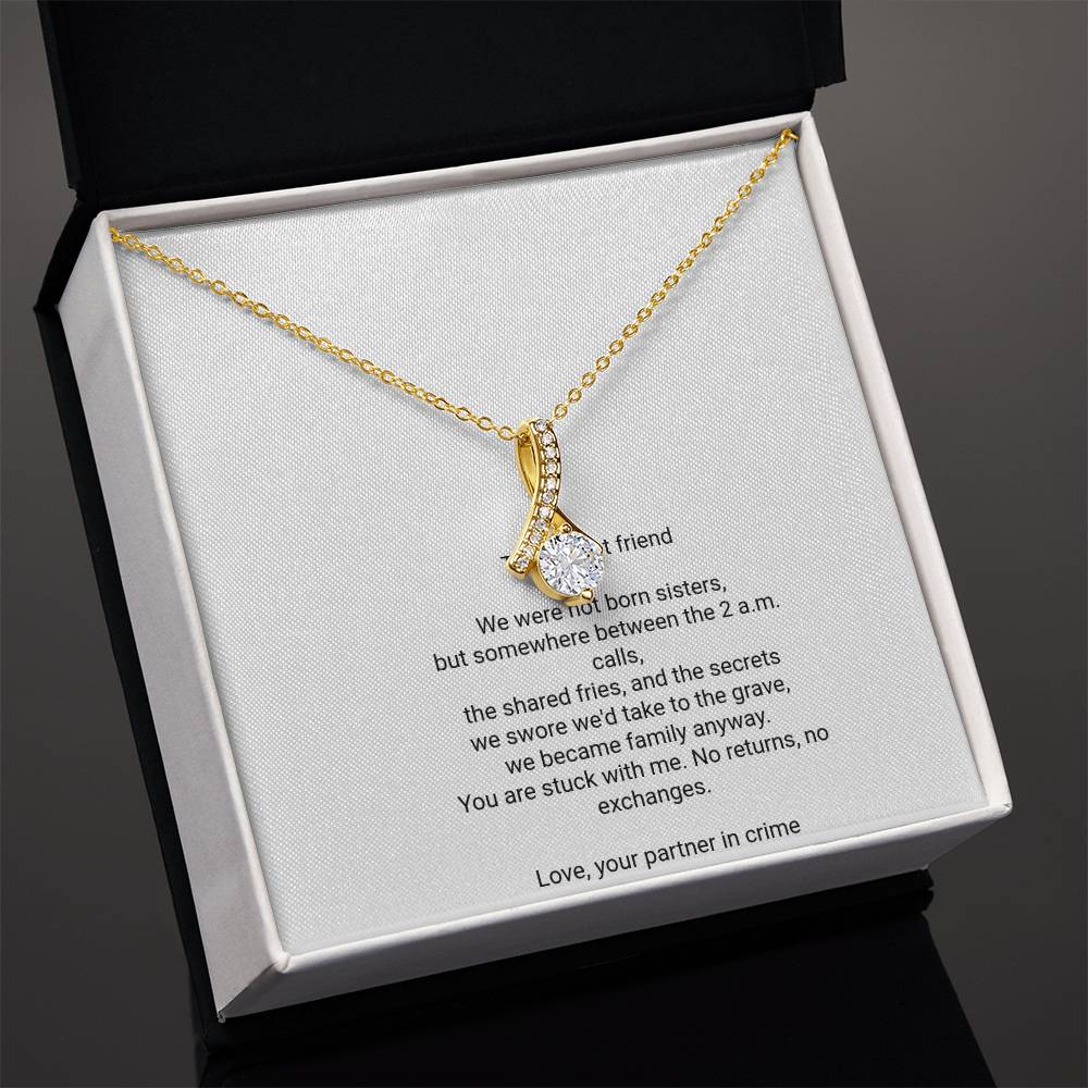 To My Best Friend Necklace - Alluring Beauty Pendant with Message Card, Funny Christmas Gift for Best Friend