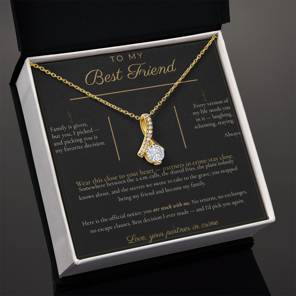 To My Best Friend Necklace - Alluring Beauty Pendant with Message Card, Funny Christmas Gift for Best Friend