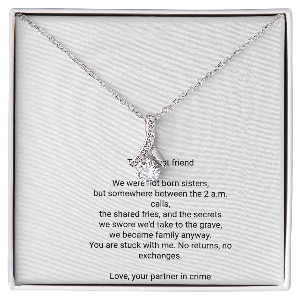 To My Best Friend Necklace - Alluring Beauty Pendant with Message Card, Funny Christmas Gift for Best Friend