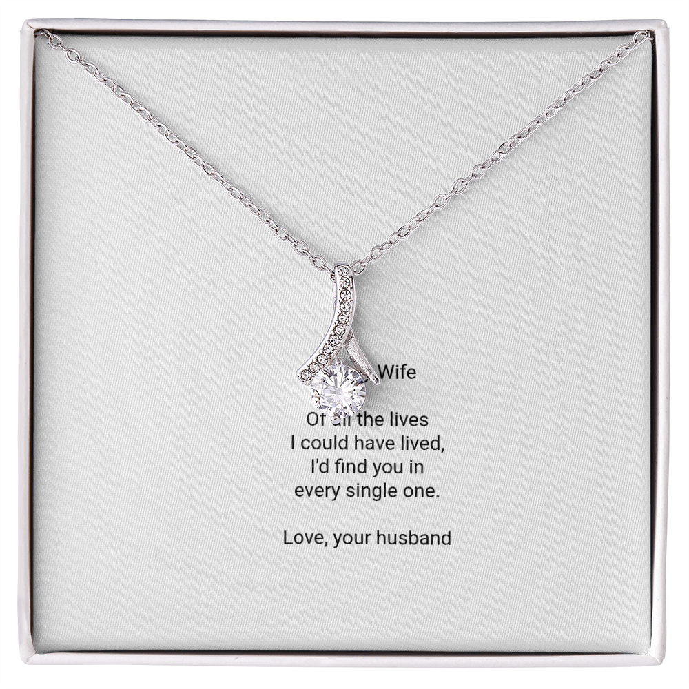 To My Wife Necklace - Alluring Beauty Pendant with Message Card, Romantic Christmas Gift for Wife