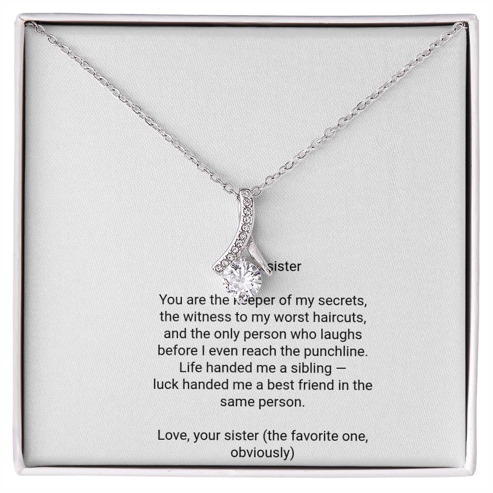 To My Sister Necklace - Alluring Beauty Pendant with Message Card, Funny Christmas Gift for Sister