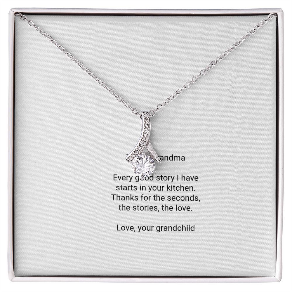 To My Grandma Necklace - Alluring Beauty Pendant with Message Card, Funny Christmas Gift for Grandma from Grandkids