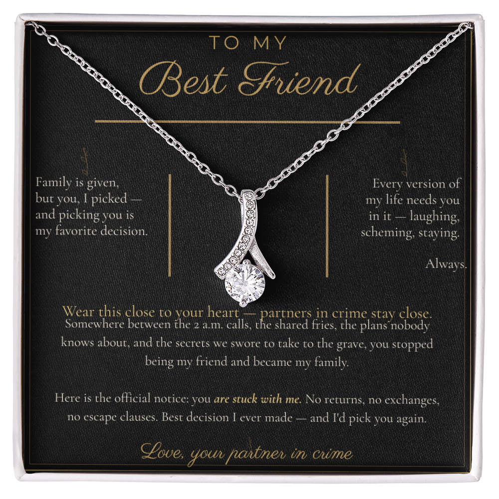 To My Best Friend Necklace - Alluring Beauty Pendant with Message Card, Funny Christmas Gift for Best Friend
