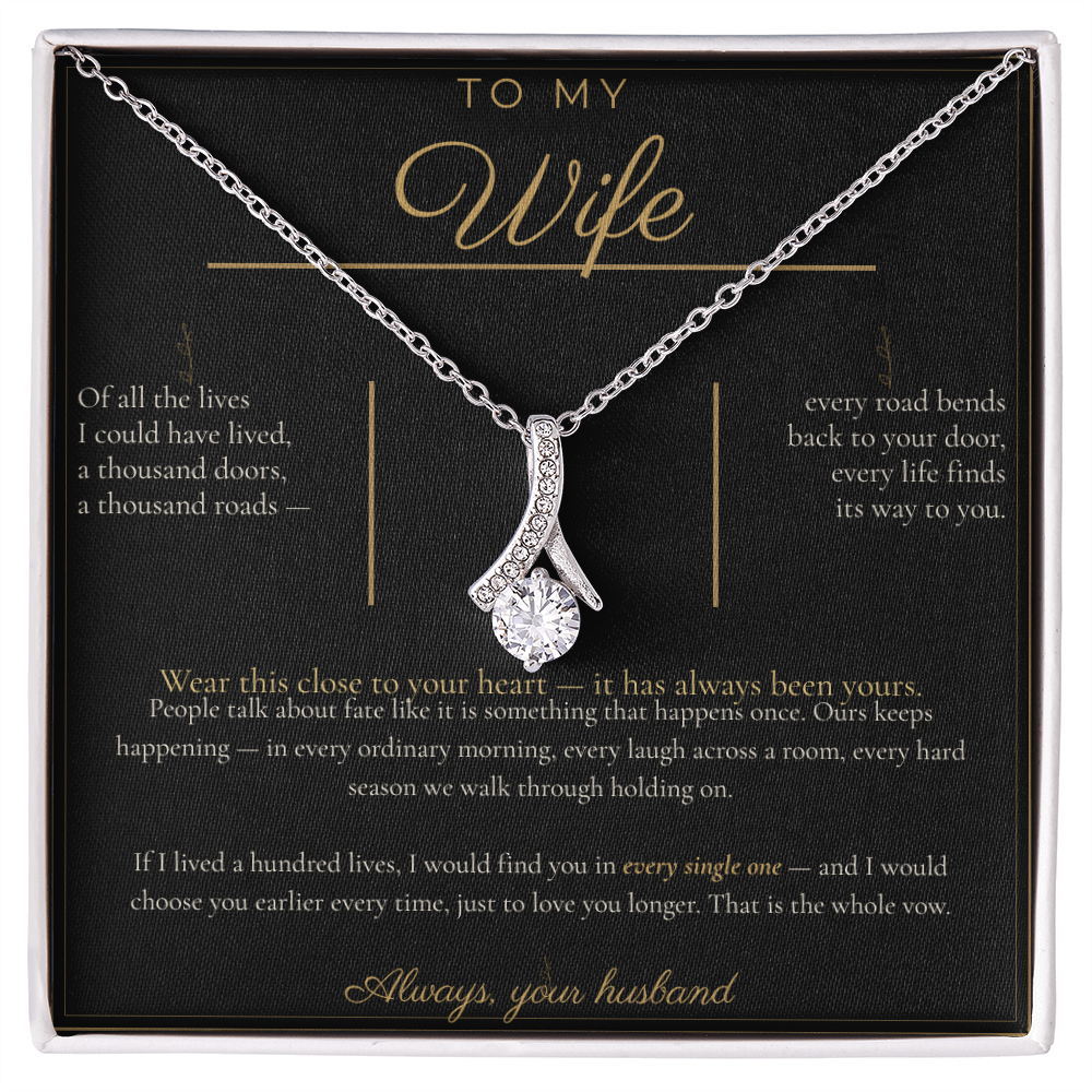 To My Wife Necklace - Alluring Beauty Pendant with Message Card, Romantic Christmas Gift for Wife