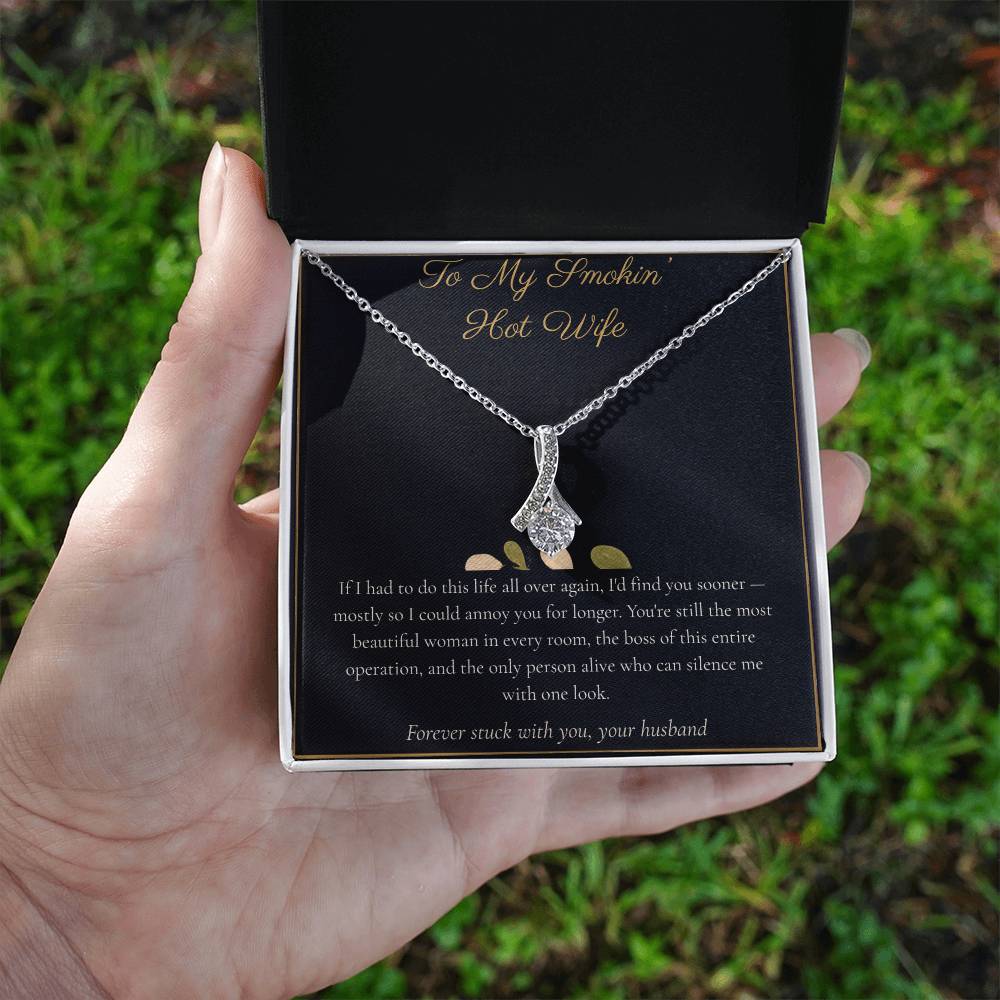 To My Smokin' Hot Wife Necklace - Alluring Beauty Pendant with Message Card, Funny Christmas Gift for Wife