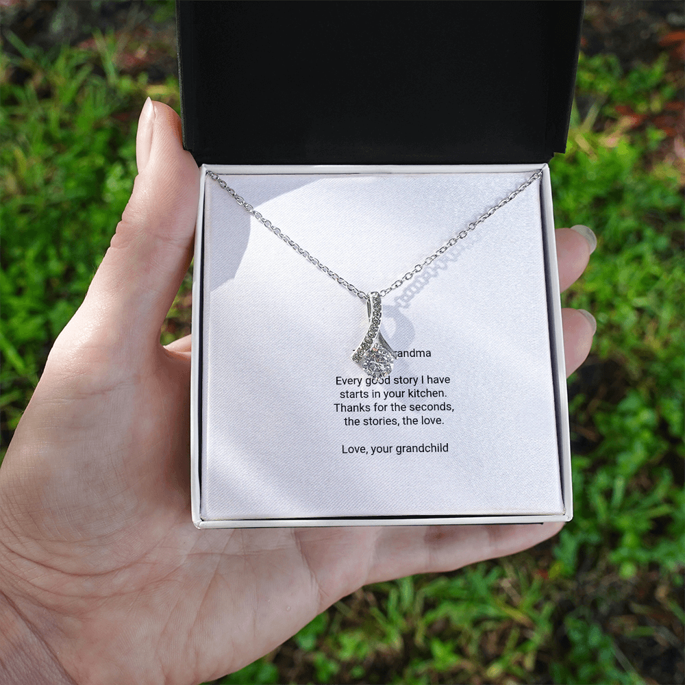 To My Grandma Necklace - Alluring Beauty Pendant with Message Card, Funny Christmas Gift for Grandma from Grandkids