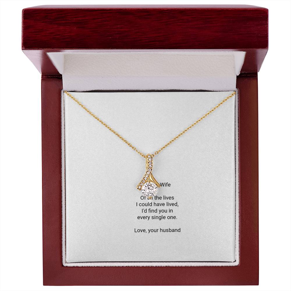 To My Wife Necklace - Alluring Beauty Pendant with Message Card, Romantic Christmas Gift for Wife