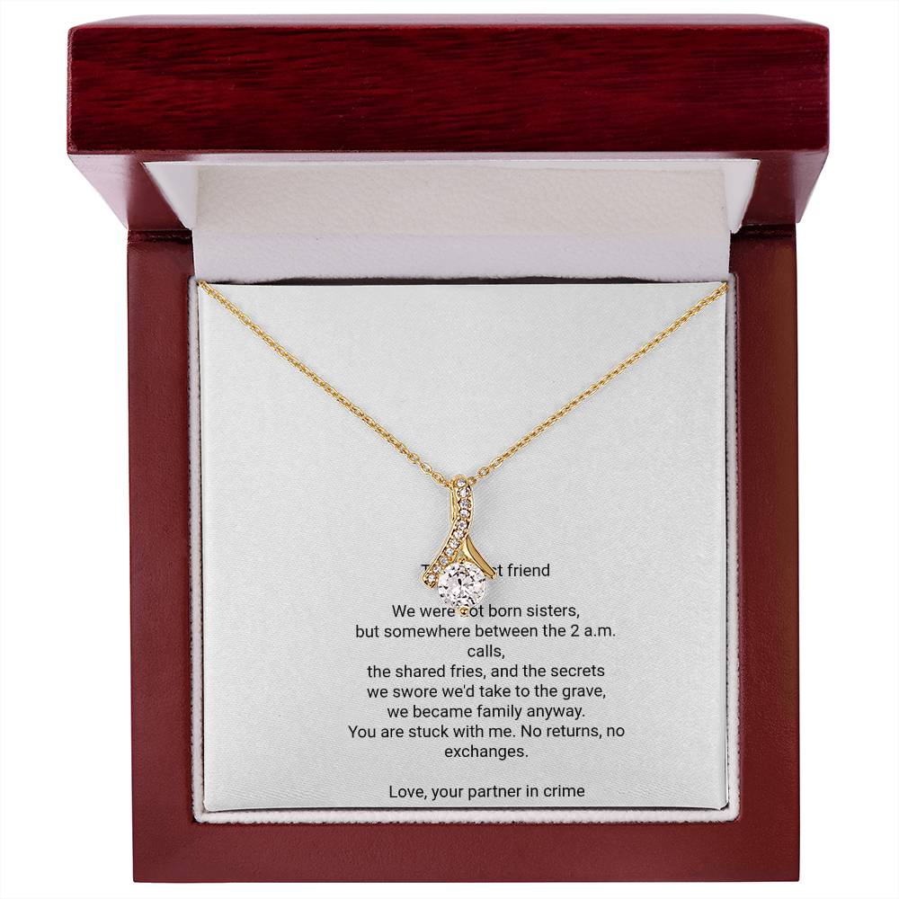 To My Best Friend Necklace - Alluring Beauty Pendant with Message Card, Funny Christmas Gift for Best Friend