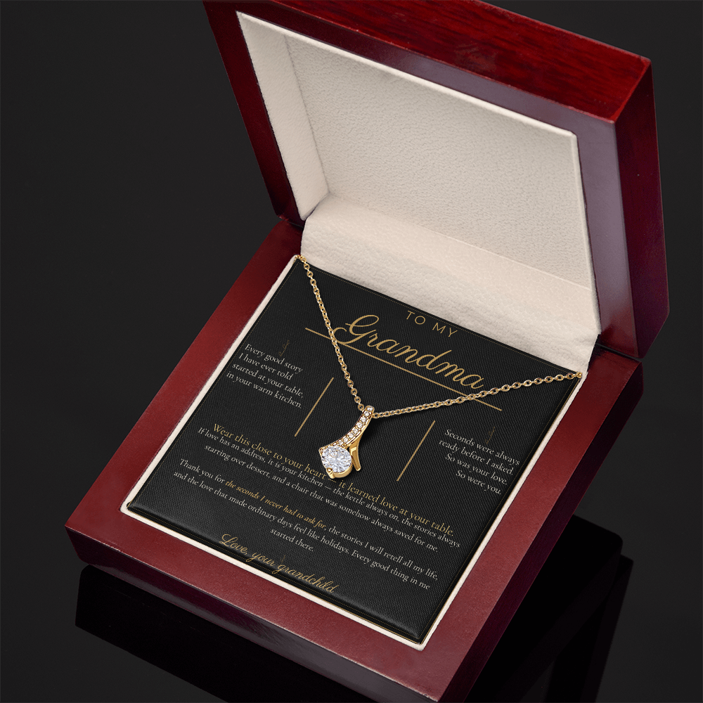 To My Grandma Necklace - Alluring Beauty Pendant with Message Card, Funny Christmas Gift for Grandma from Grandkids