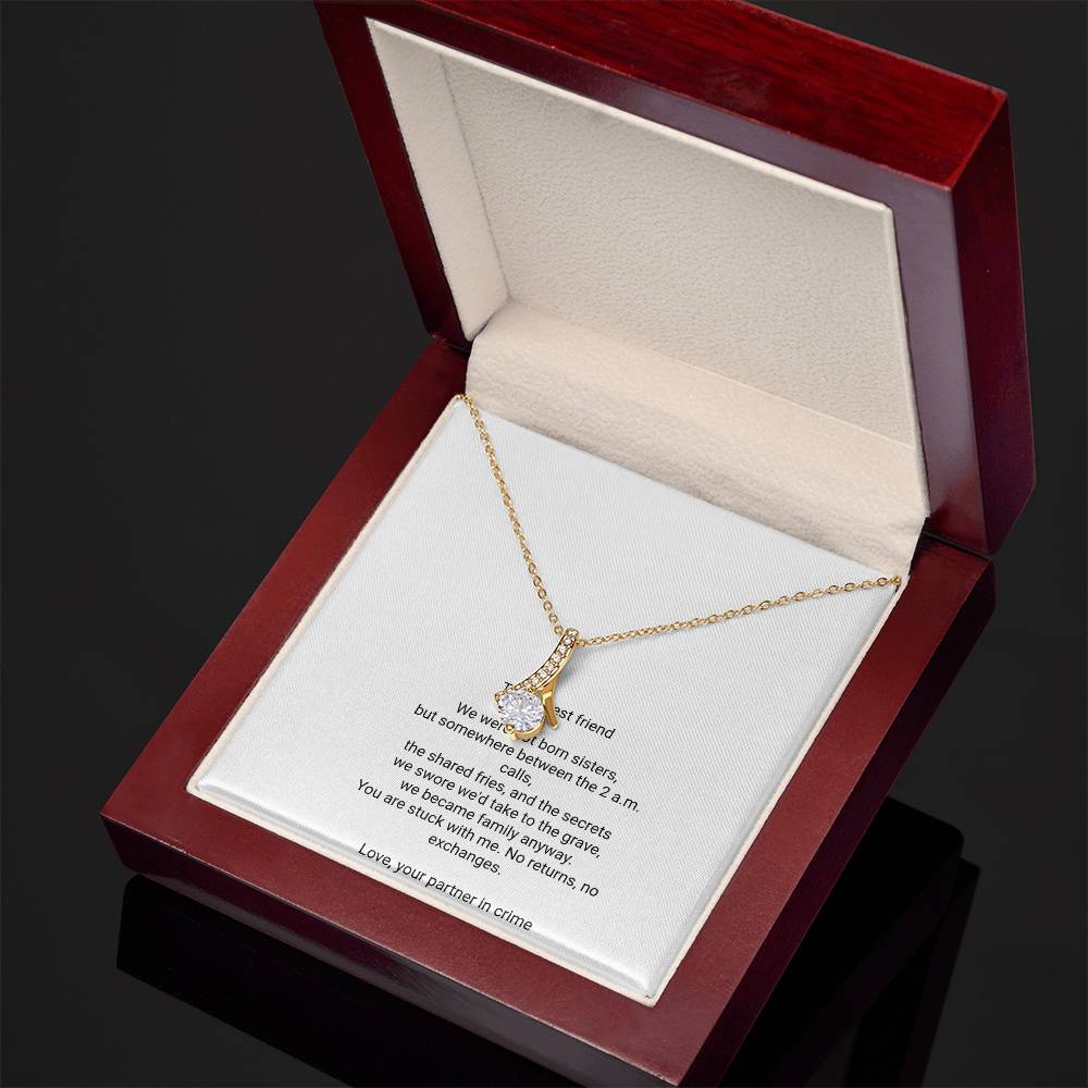 To My Best Friend Necklace - Alluring Beauty Pendant with Message Card, Funny Christmas Gift for Best Friend