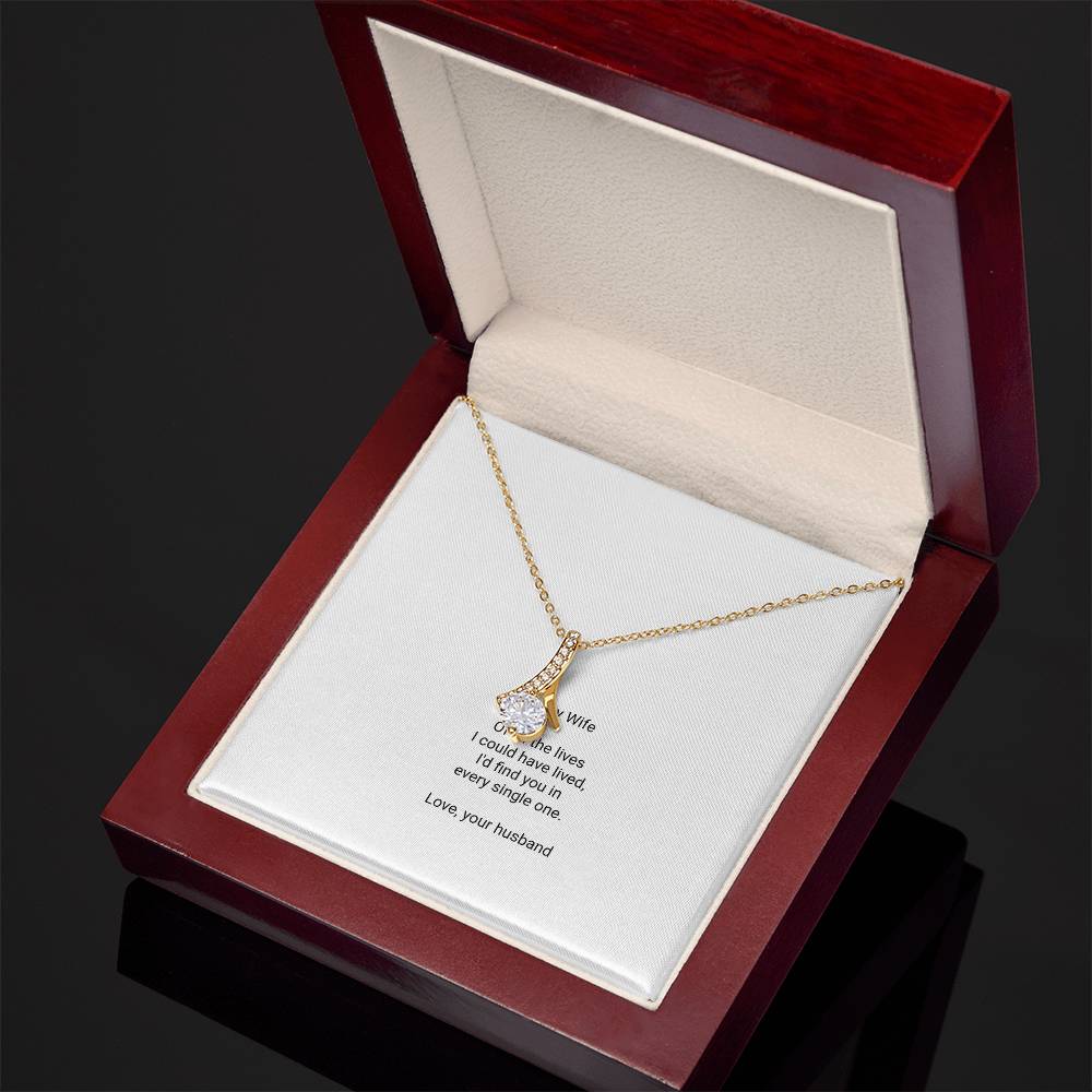 To My Wife Necklace - Alluring Beauty Pendant with Message Card, Romantic Christmas Gift for Wife