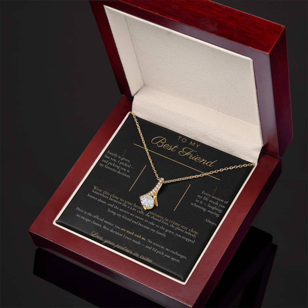 To My Best Friend Necklace - Alluring Beauty Pendant with Message Card, Funny Christmas Gift for Best Friend