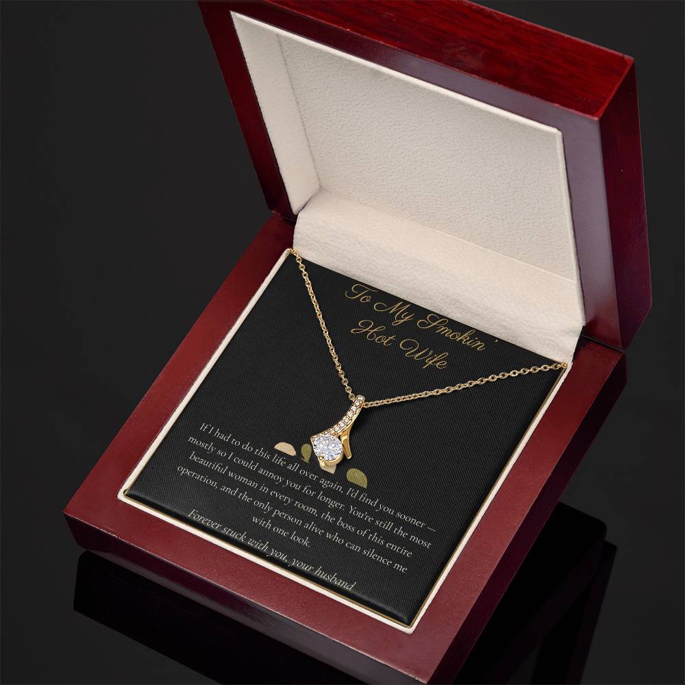 To My Smokin' Hot Wife Necklace - Alluring Beauty Pendant with Message Card, Funny Christmas Gift for Wife