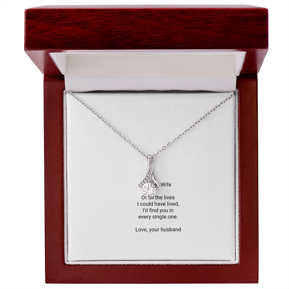 To My Wife Necklace - Alluring Beauty Pendant with Message Card, Romantic Christmas Gift for Wife