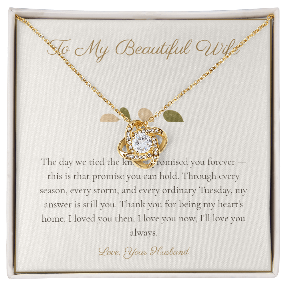 To My Beautiful Wife - Love Knot Necklace