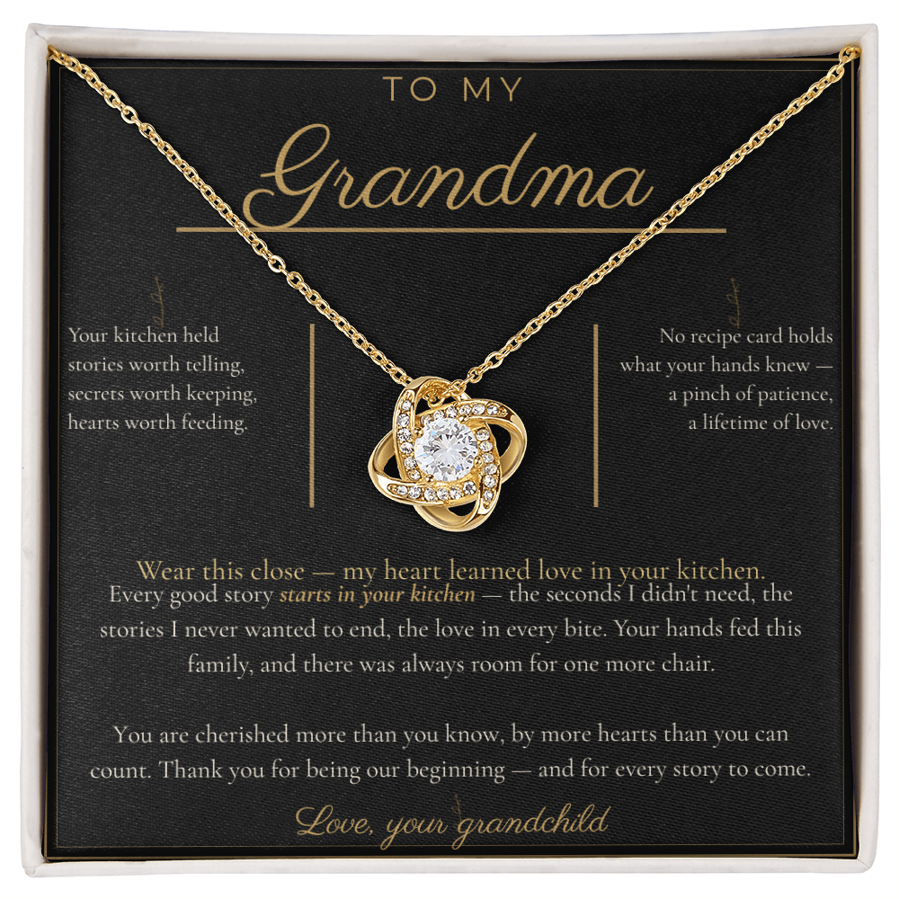 To My Grandma Necklace - Love Knot Pendant with Message Card, Funny Christmas Gift for Grandma from Grandkids