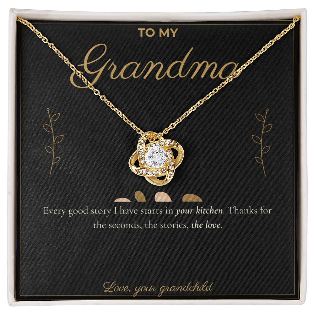 To My Grandma Necklace - Love Knot Pendant with Message Card, Funny Christmas Gift for Grandma from Grandkids