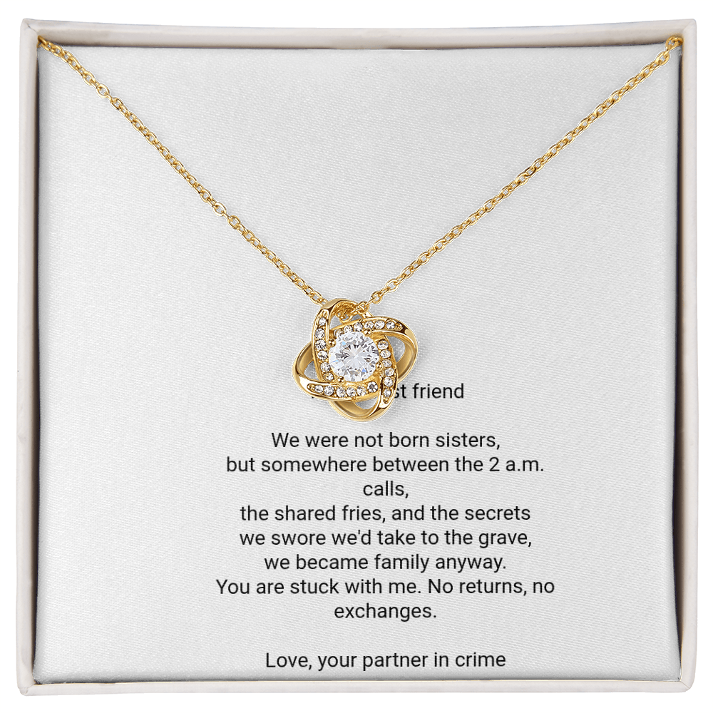 To My Best Friend Necklace - Love Knot Pendant with Message Card, Funny Christmas Gift for Best Friend