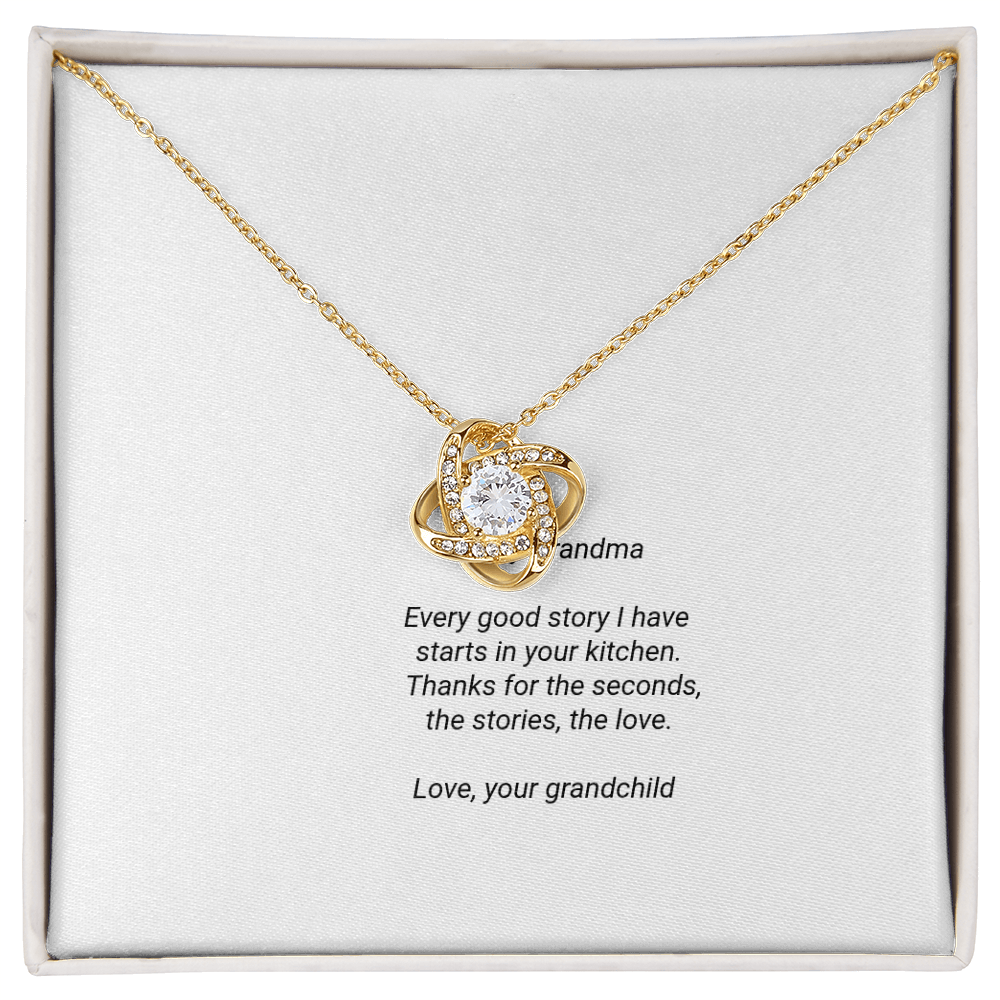 To My Grandma Necklace - Love Knot Pendant with Message Card, Funny Christmas Gift for Grandma from Grandkids