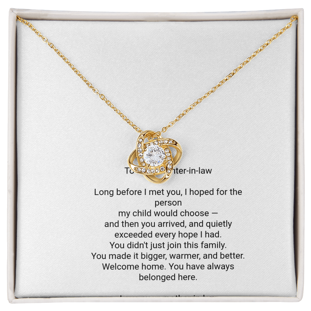 To My Daughter-in-Law Necklace - Love Knot Pendant with Message Card, Welcome to the Family Christmas Gift