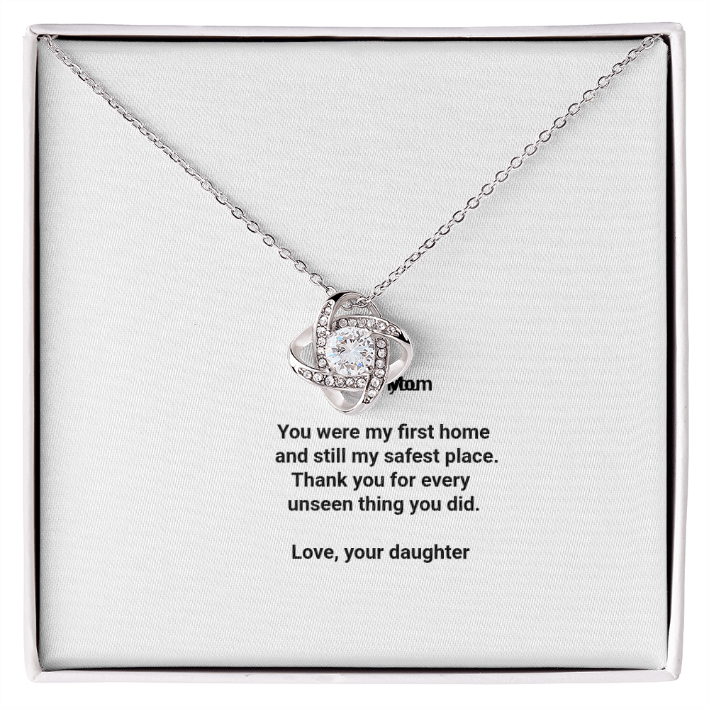 To My Mom Necklace - Love Knot Pendant with Message Card, Christmas Gift for Mom from Daughter