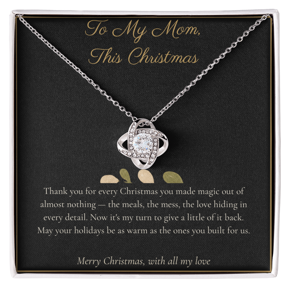 To My Mom Necklace - Love Knot Pendant with Message Card, Christmas Gift for Mom