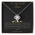 To My Work Bestie Necklace - Love Knot Pendant with Message Card, Funny Christmas Gift for Best Friend