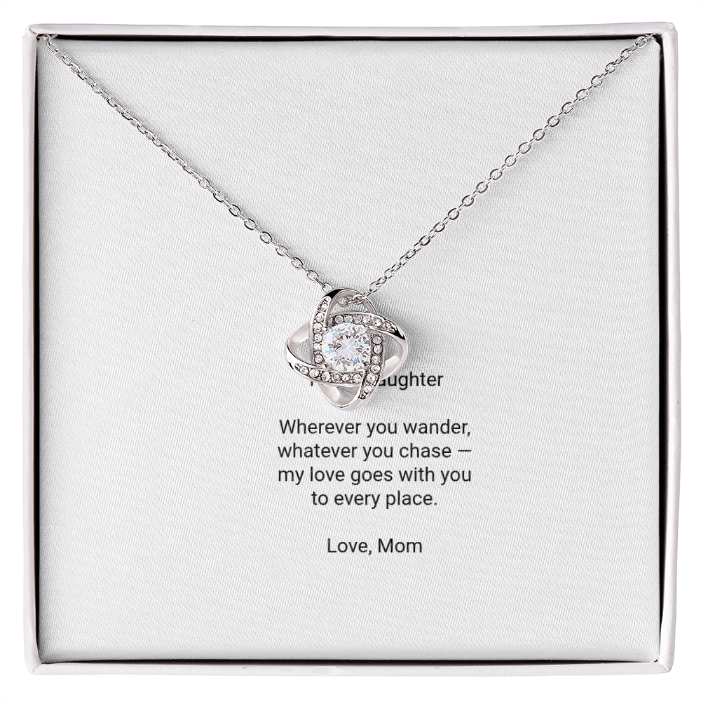 To My Daughter Necklace - Love Knot Pendant with Message Card, Christmas Gift for Daughter from Mom